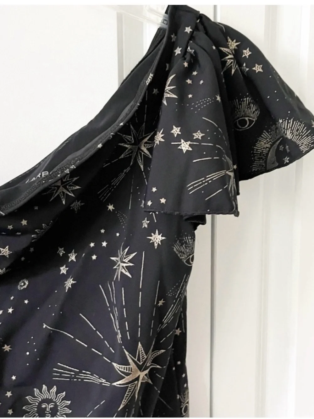 Carbon38 Black One-Shoulder Bodysuit with Gold Celestial Print - Picture 7 of 8
